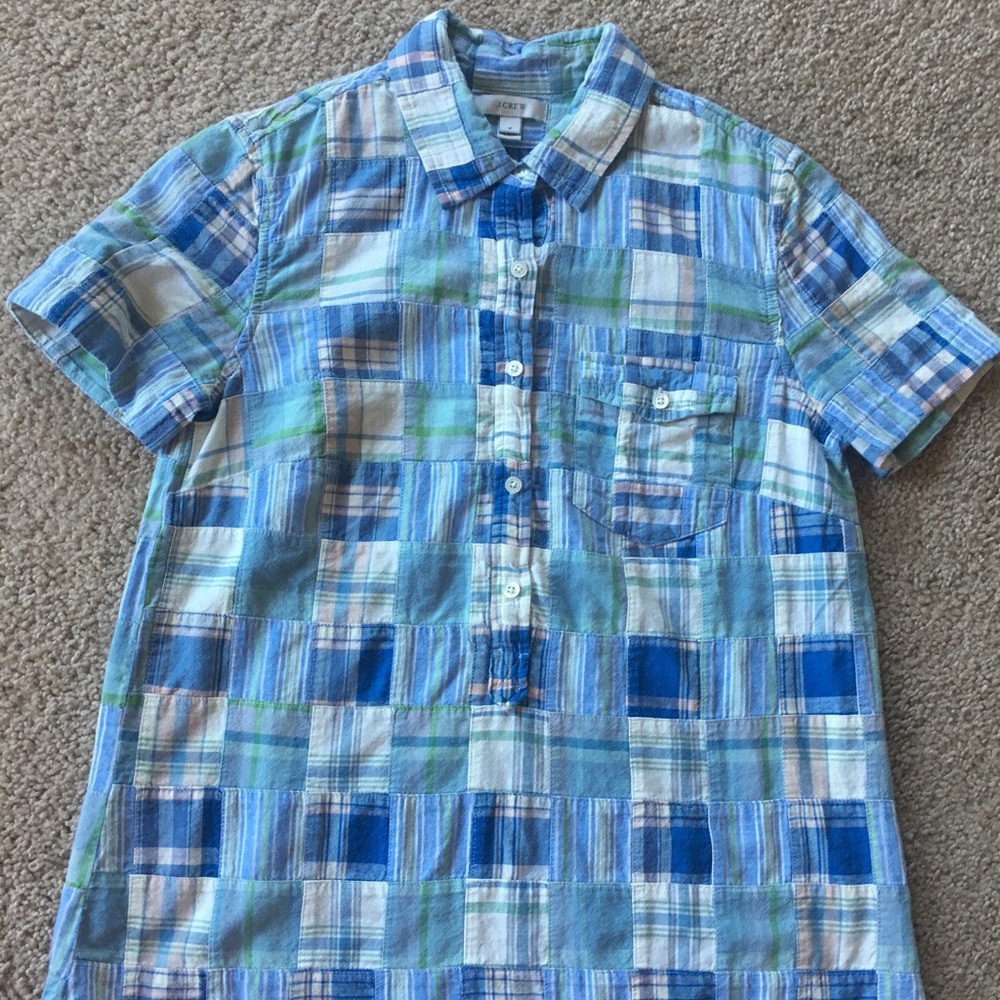Jcrew patchwork popover shirt size 2